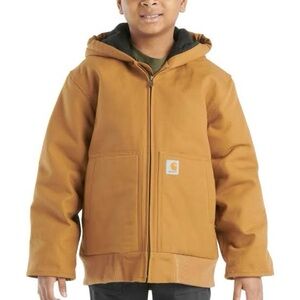 Carhartt OJ8545 Kids Large Active Hooded Jacket Canvas Insulated Brown